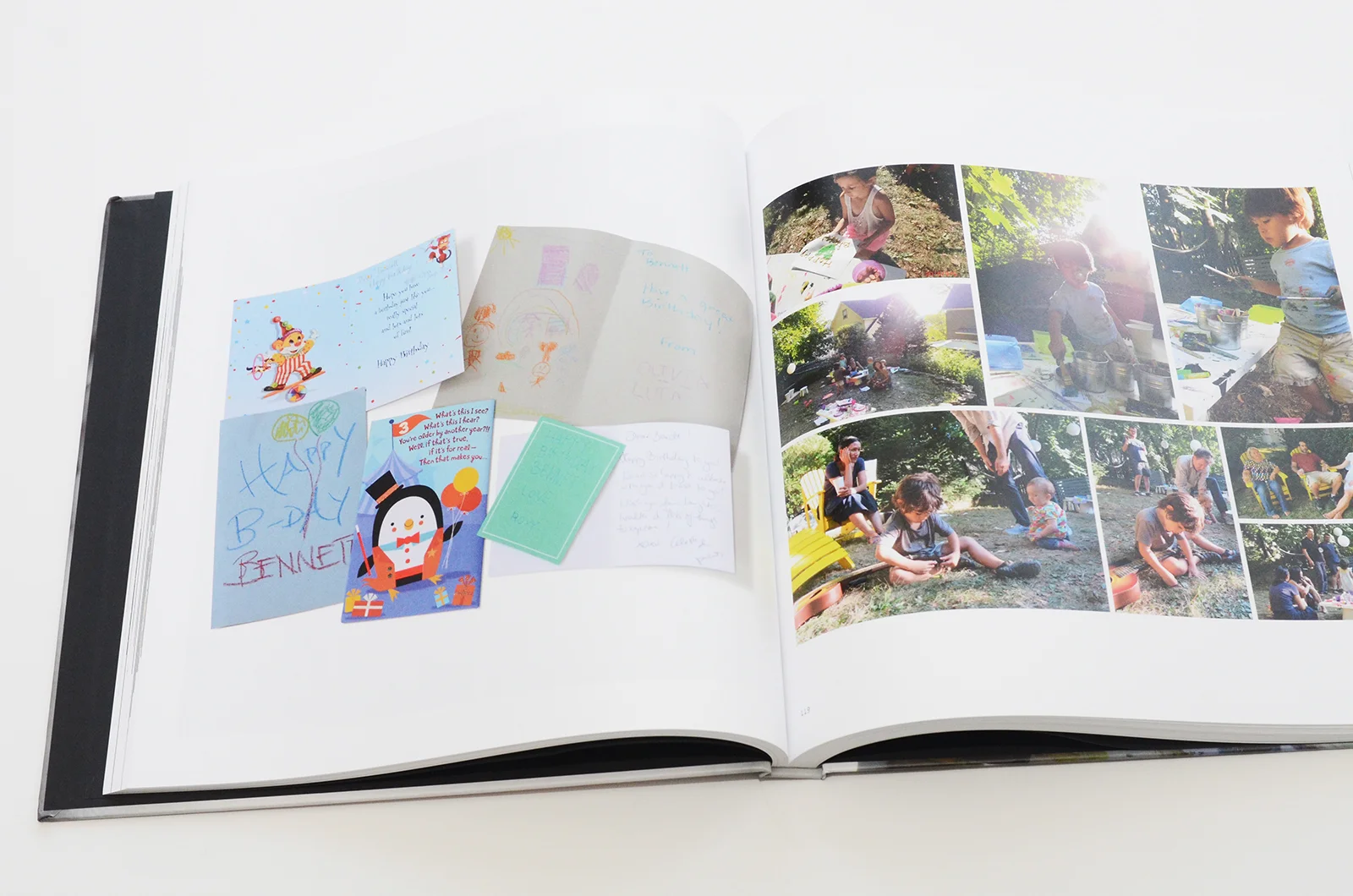 We include keepsakes such as cards, drawings, invites, letters — anything that you want to remember for many more decades to come.