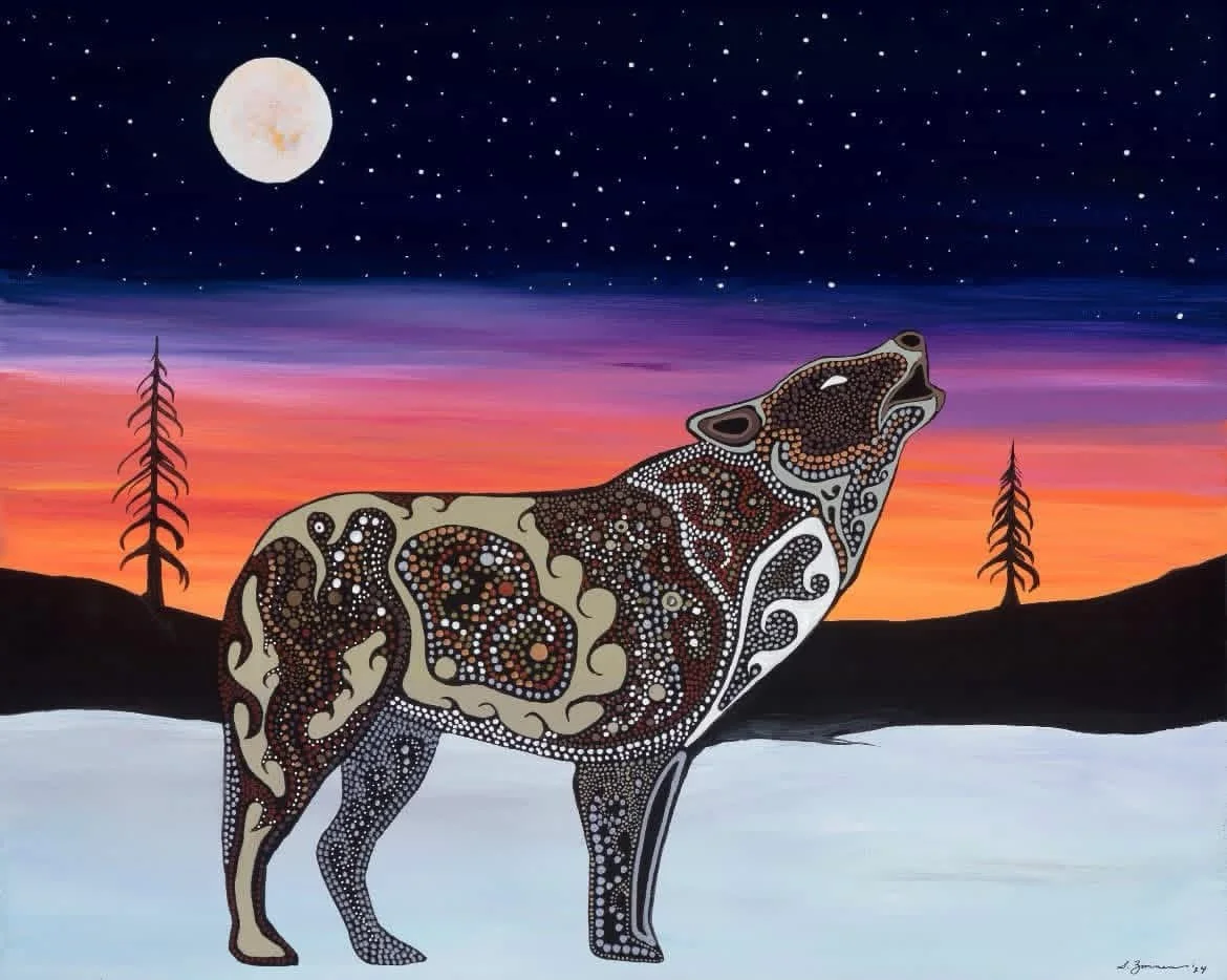 💫 🐺 When darkness falls, the night sky comes alive with stories!

Join us this Saturday, February 14, for a virtual art talk with Sam Zimmerman / Zhaawanoogiizhik (Grand Portage Ojibwe, Direct Descendent). 

Sam will share a special presentation, &