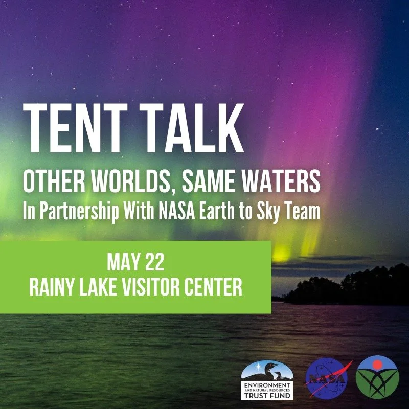 🌜🪐We&rsquo;re excited to welcome the NASA Earth to Sky Team to Voyageurs National Park for a special in-person TENT Talk: Other Worlds, Same Waters!

📍 Rainy Lake Visitor Center 
🕖 May 22 | 7:00&ndash;8:00 p.m.

What if the lakes, ancient rocks, 