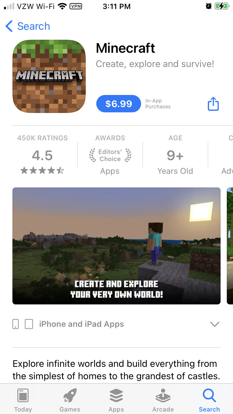 Minecraft na App Store