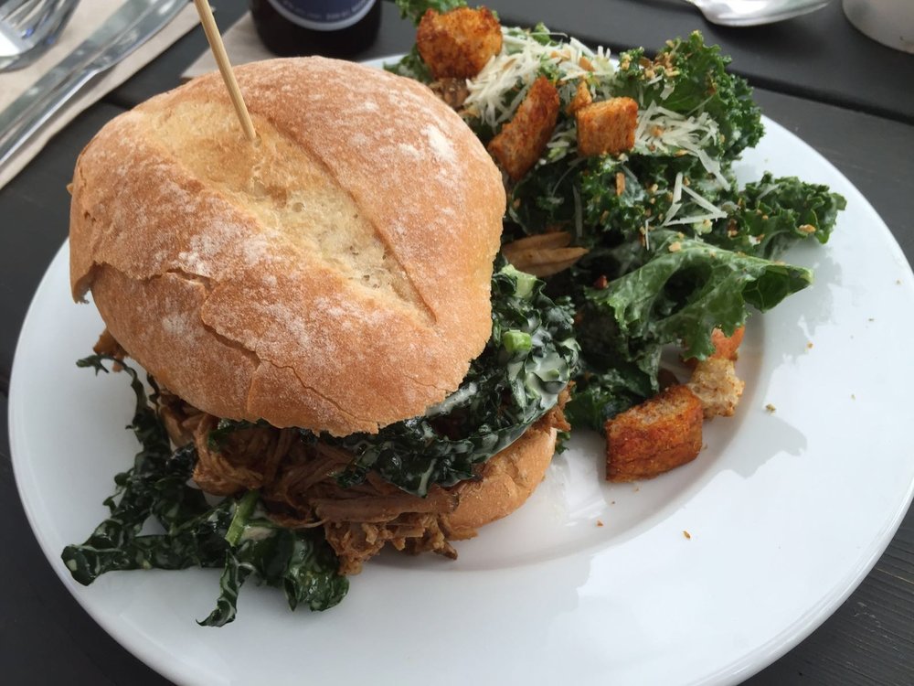 Pulled Pork Sandwich with Kale Caesar