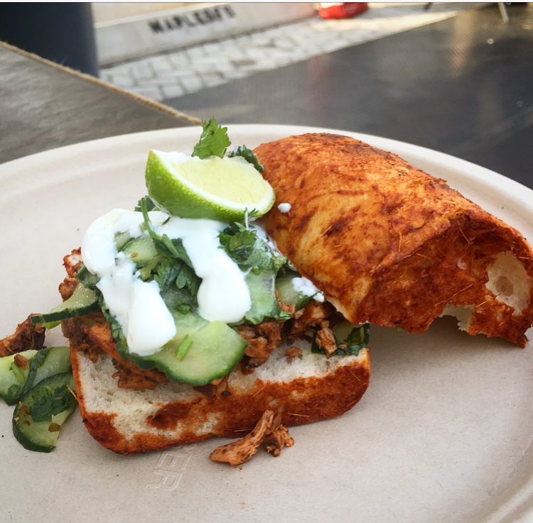 Pambazo de pollo. Just what you need to fill your belly before loading up on margaritas!