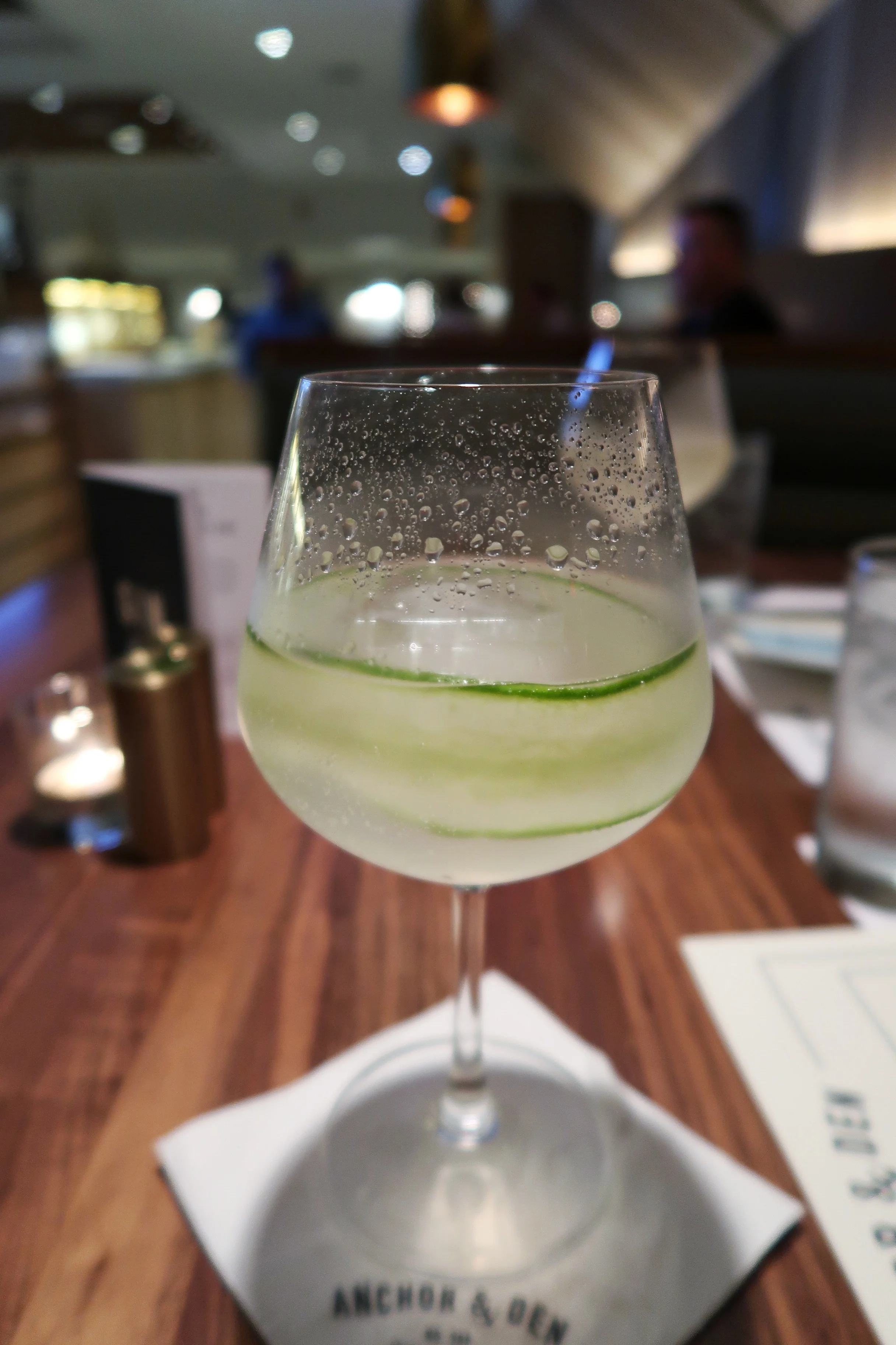 London Green & Tonic - simple and refreshing blend of Tanqueray, tonic water, fresh lime juice, mint & cucumber 