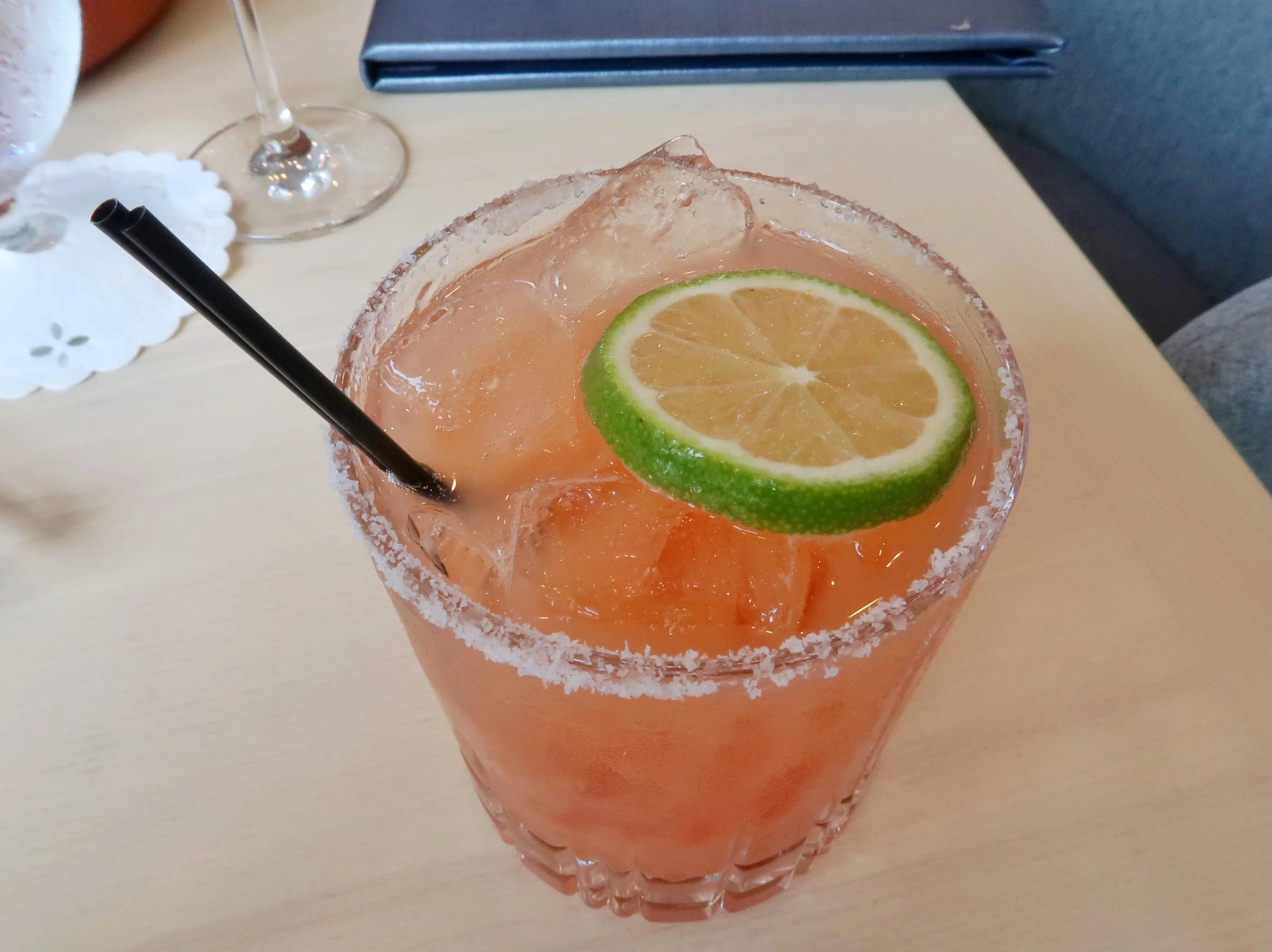 The Guava Rita: a simple blend of tequila, lime, guava and agave with a salted rim.