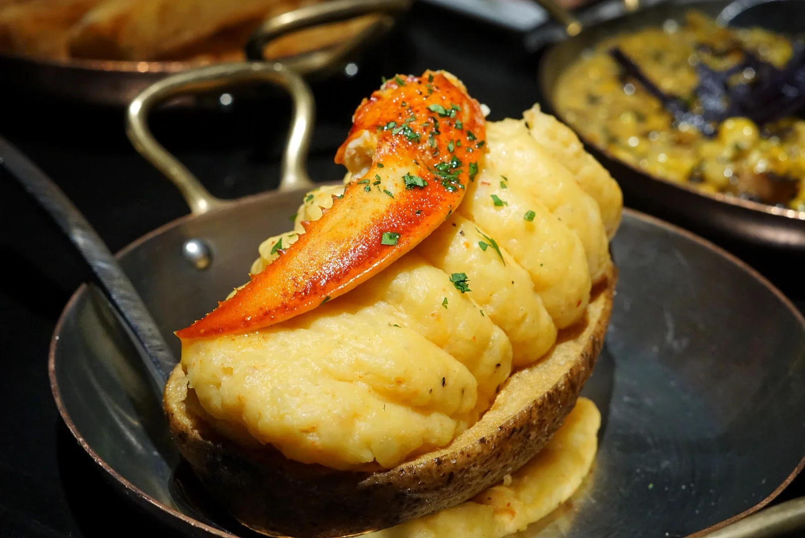 The most luxurious side dish you’ll find on island is this Lobster & Truffle Twice Baked Potato.