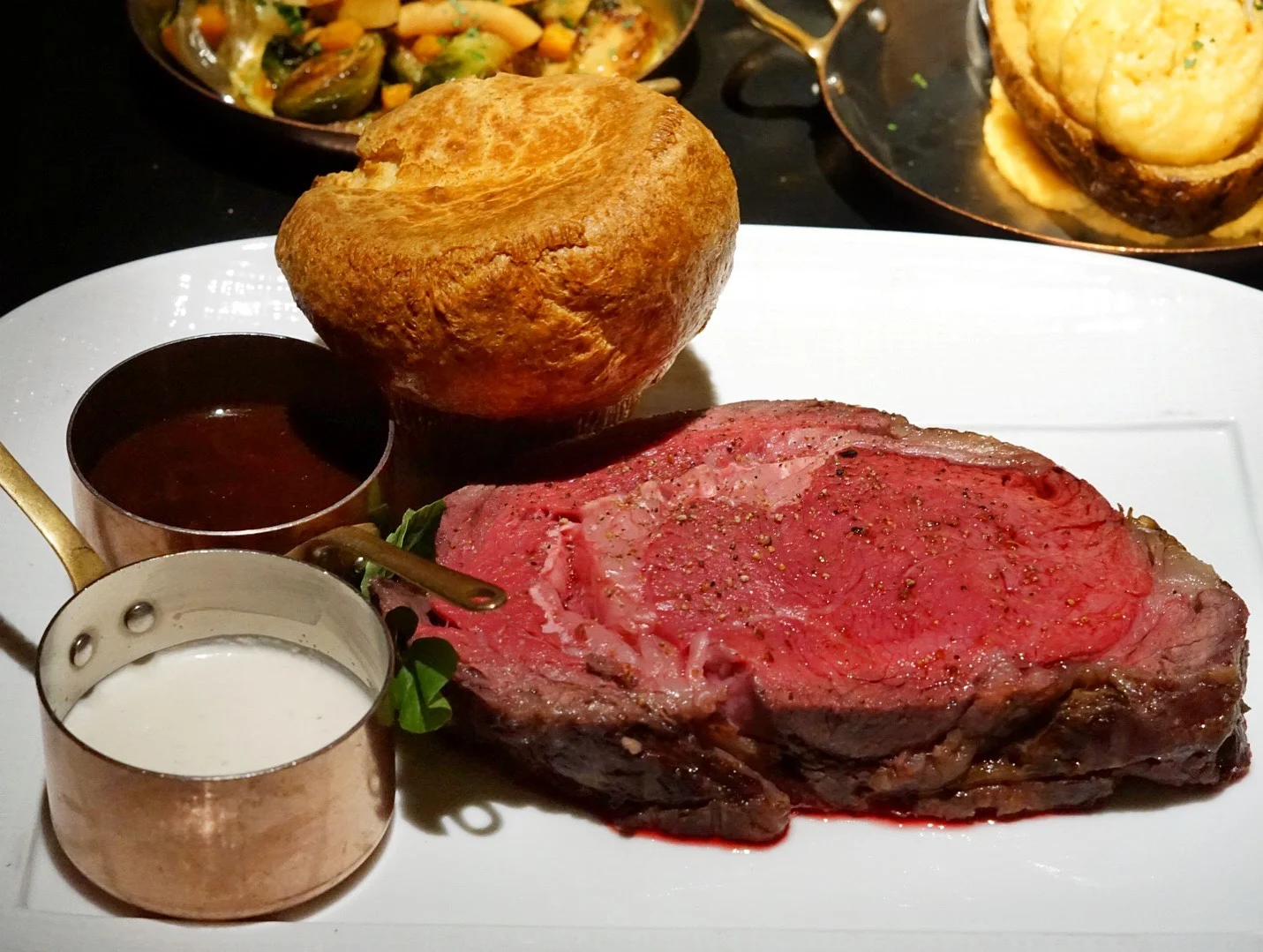 A hefty 12oz portion of Prime Rib (medium rare here) that you can enjoy nightly or on their Thursday night ‘Prime Rib Night’. It is slow roasted and encrusted in salt, herbs and peppercorns and served with Yorkshire pudding, horseradish cream and a traditional au jus.