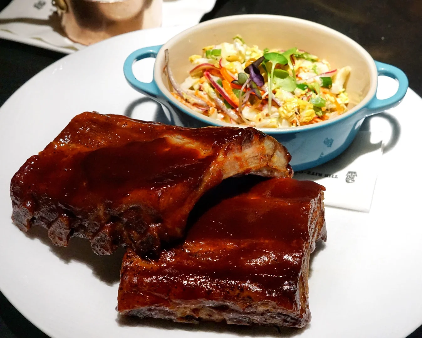 The Niman Ranch Pork Baby Back Ribs are dressed in Seven’s Signature BBQ rub and served with a Caribbean slaw during Thursday’s Prime Rib Night.