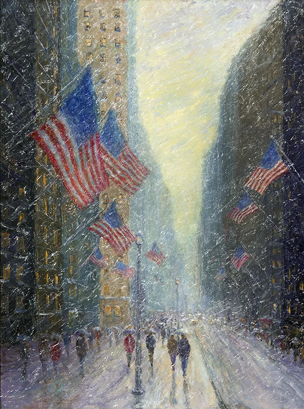 Mark Daly's Presidential Flags, Oil, 40 x 30. Sold by Rehs Galleries.
