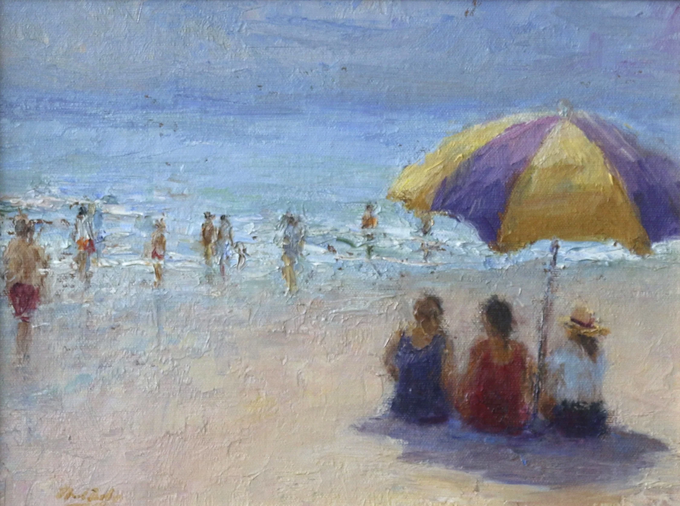 Beach Talk, Oil 9 x 12, SLL by Mark Daly. Available at Rehs Galleries