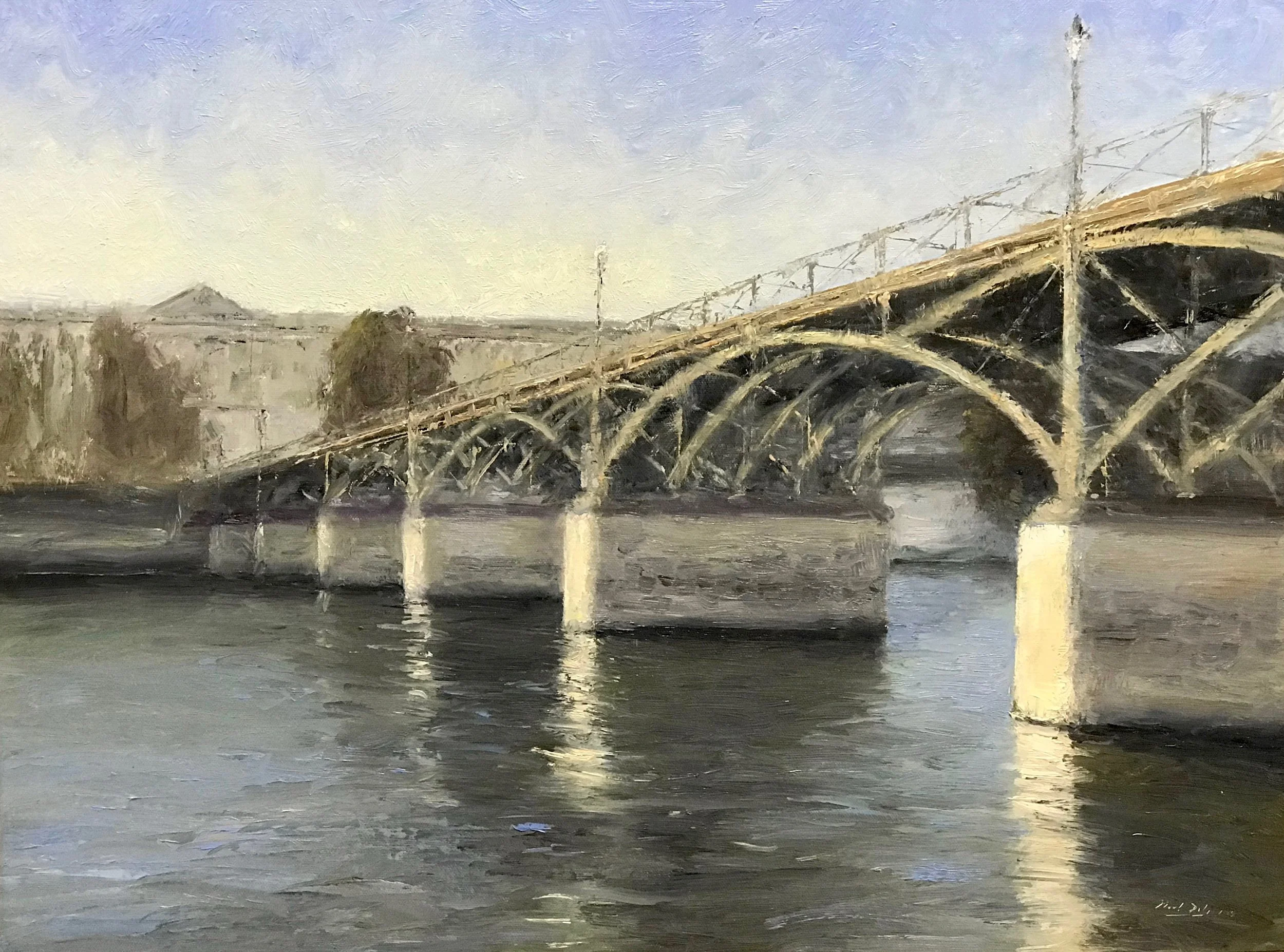 Pont des Arts, oil, 18 x 24, SLR by Mark Daly