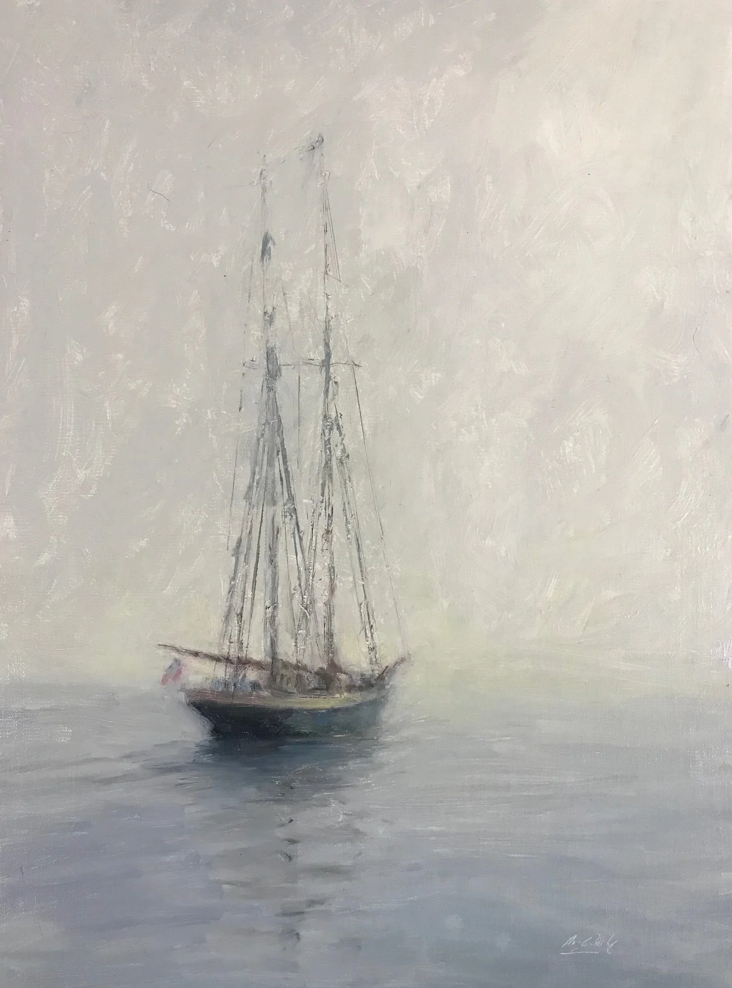 Fog Bound, oil, 16 x 12, SLR by Mark Daly. Sold by Cincinnati Art Galleries.