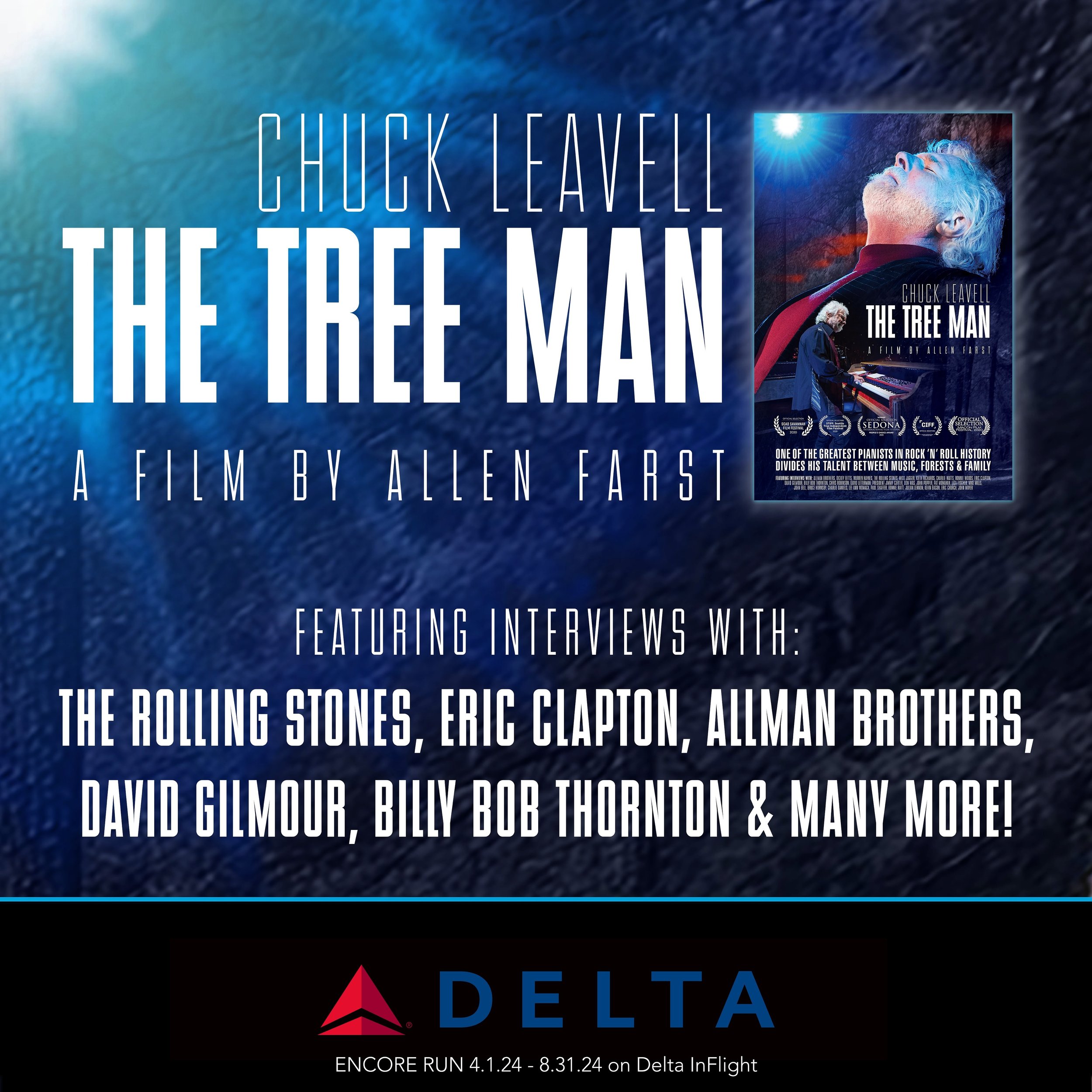 I&rsquo;m excited to let everyone know that @thetreemanmovie is now doing an encore run on @delta InFlight ✈️ - April 1 through August 31 to coincide with @therollingstones tour! #delta #thetreeman #rollingstones #aarp #allenfarst #chuckleavell