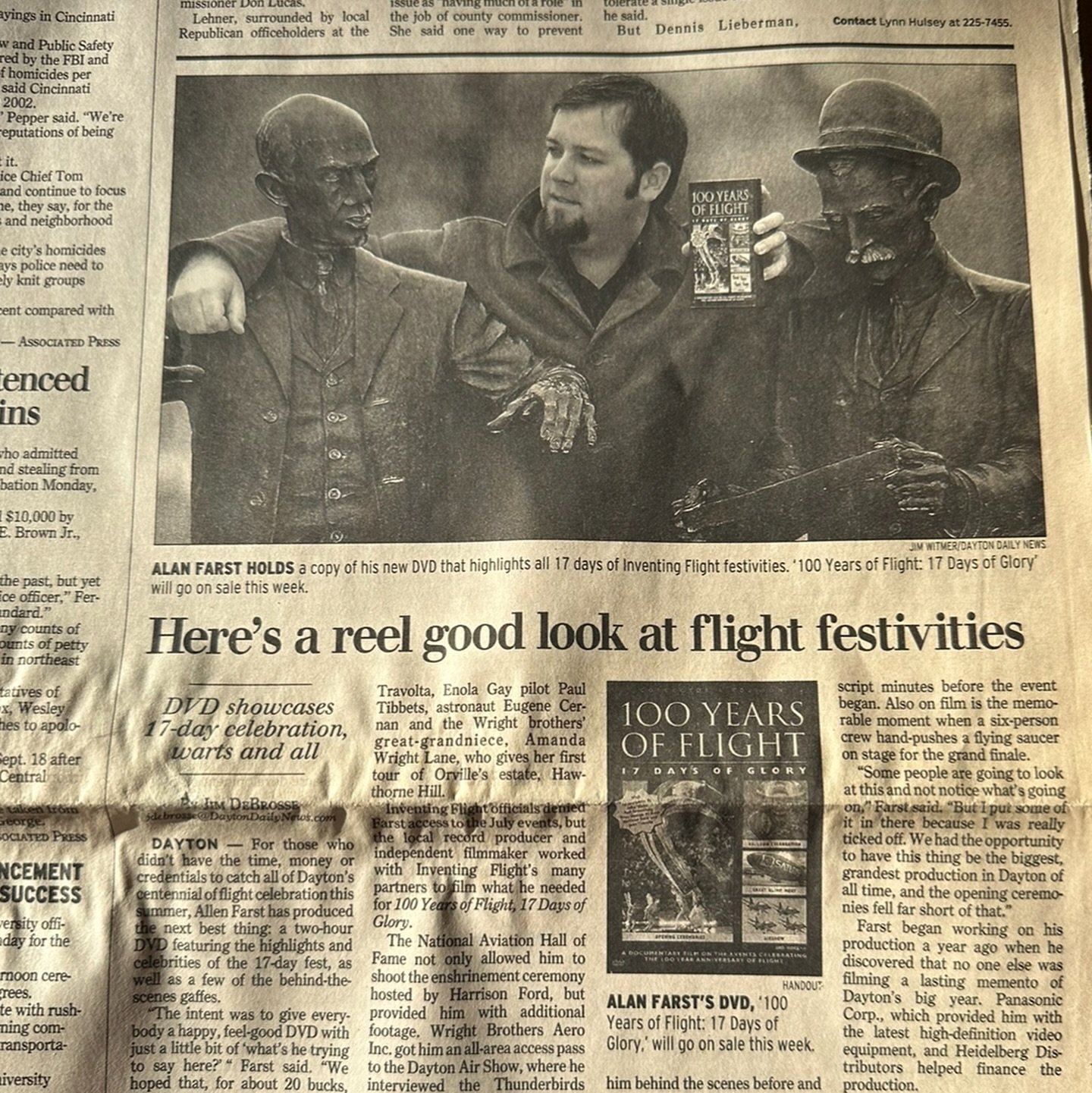 With the announcement of The Flying Machine this week I thought I would share a few stories.  First, what an honor to work on such an amazing story with an amazing family. Recently, I filmed a PSA with Amanda Wright Lane and Stephen Wright that will 