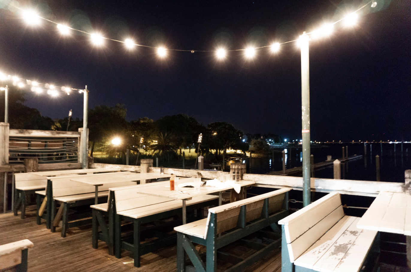 The view from Fish House at night