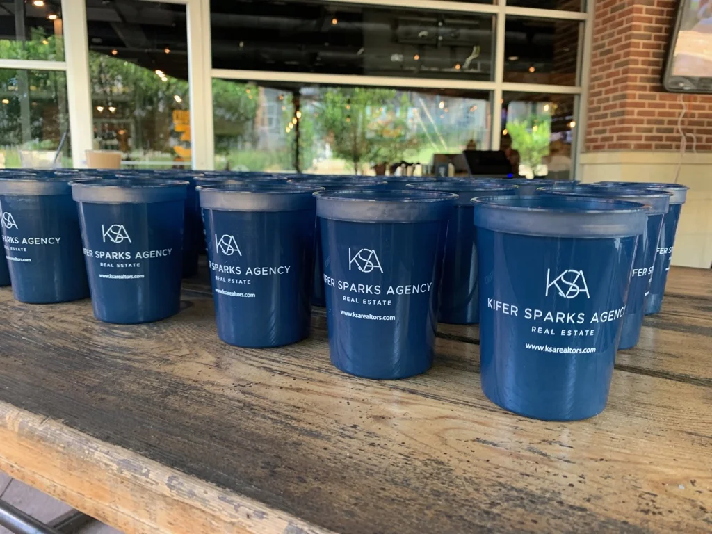 Branded cups at KSA Launch Party.