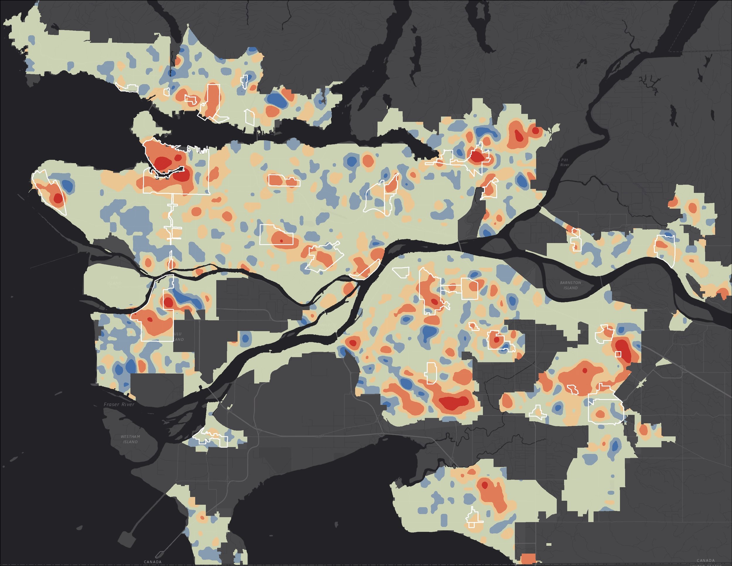 Population Density Changes in Metro Vancouver 2011-2016
