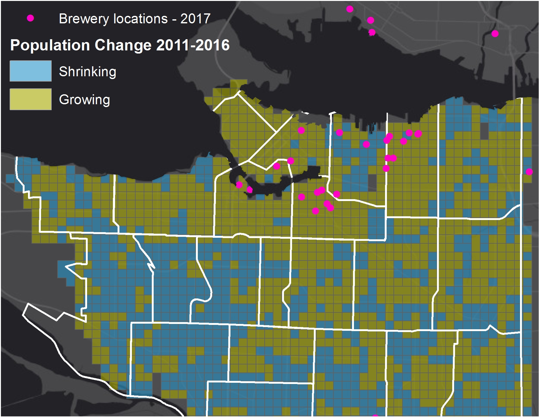 Breweries and population change hmm....