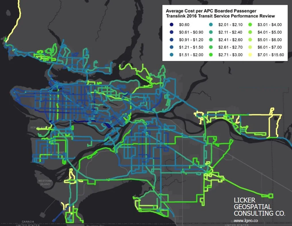 Average cost to Translink per passenger on all bus routes