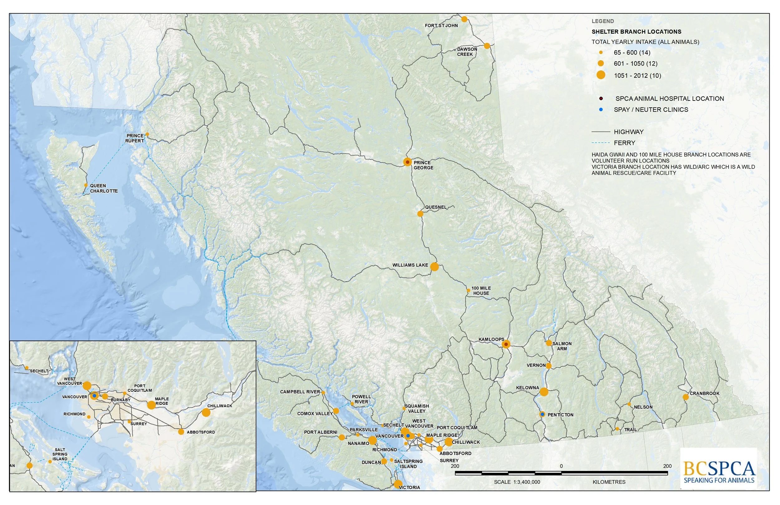 SPCA Locations in BC