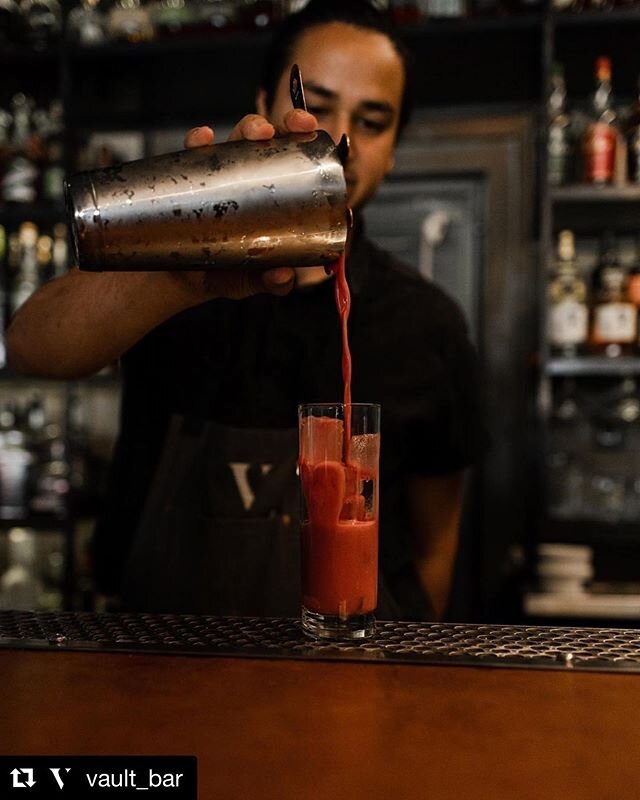 Wooo Weee #Repost @vault_bar ・・・
Come cool off with us while having some delicious cocktails. See you tonight.

Featured here: Paranormal Activia

Plantation Original Dark Rum, Date Syrup, Orange and Beet Juices, Sesame, Dairy. Shaken and served on t