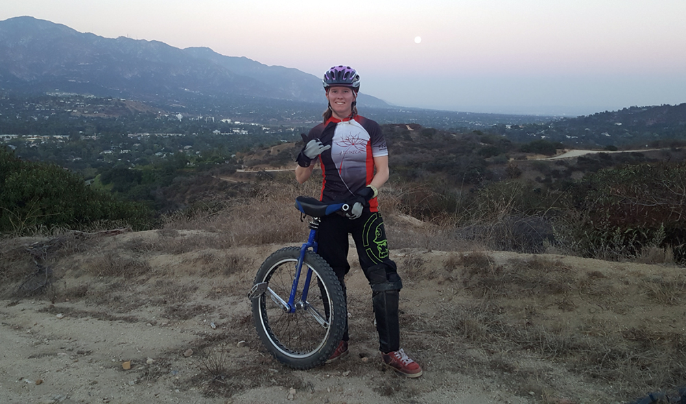 Trail Ride —JPL scientist Morgan Cable heads to Utah once a year to hit the trails on her mountain unicycle and take part in the Moab Munifest. Photo: Josh Schoolcraft