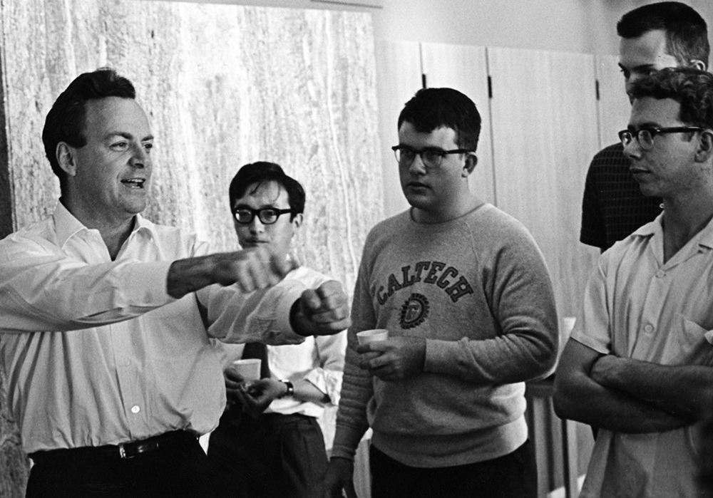  Richard Feynman at coffee hour in the Winnett Center with Caltech students (June, 1964). Photo/Kent McCaulley  