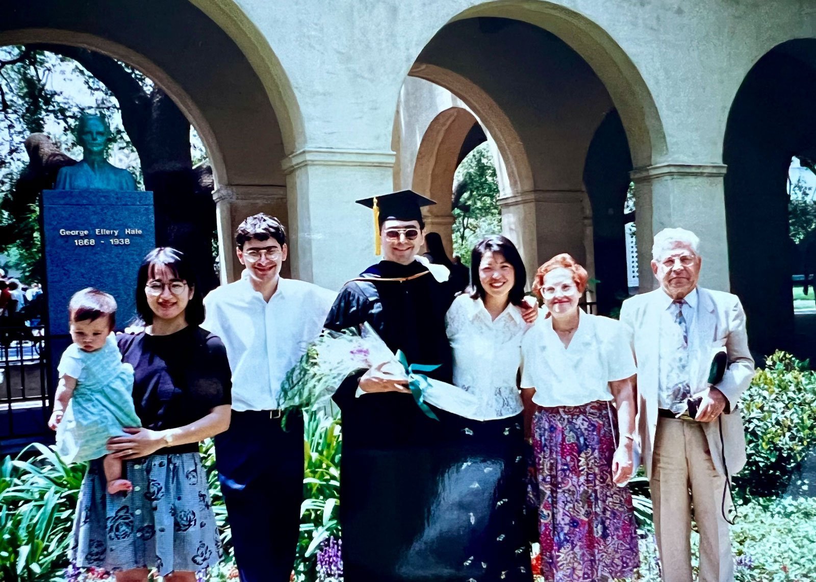  Patapoutian and family at Caltech’s commencement ceremony in 1996.  Photo courtesy Ardem Patapoutian.  