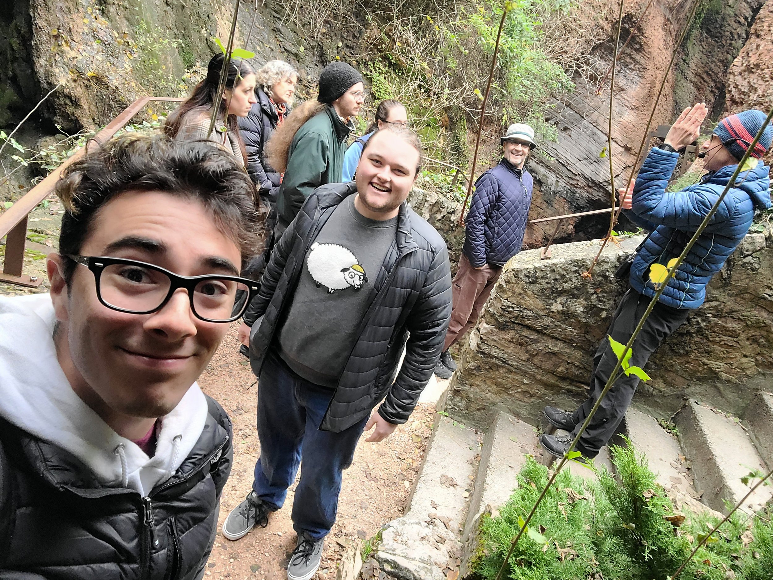   The group taking a hike in Trento  