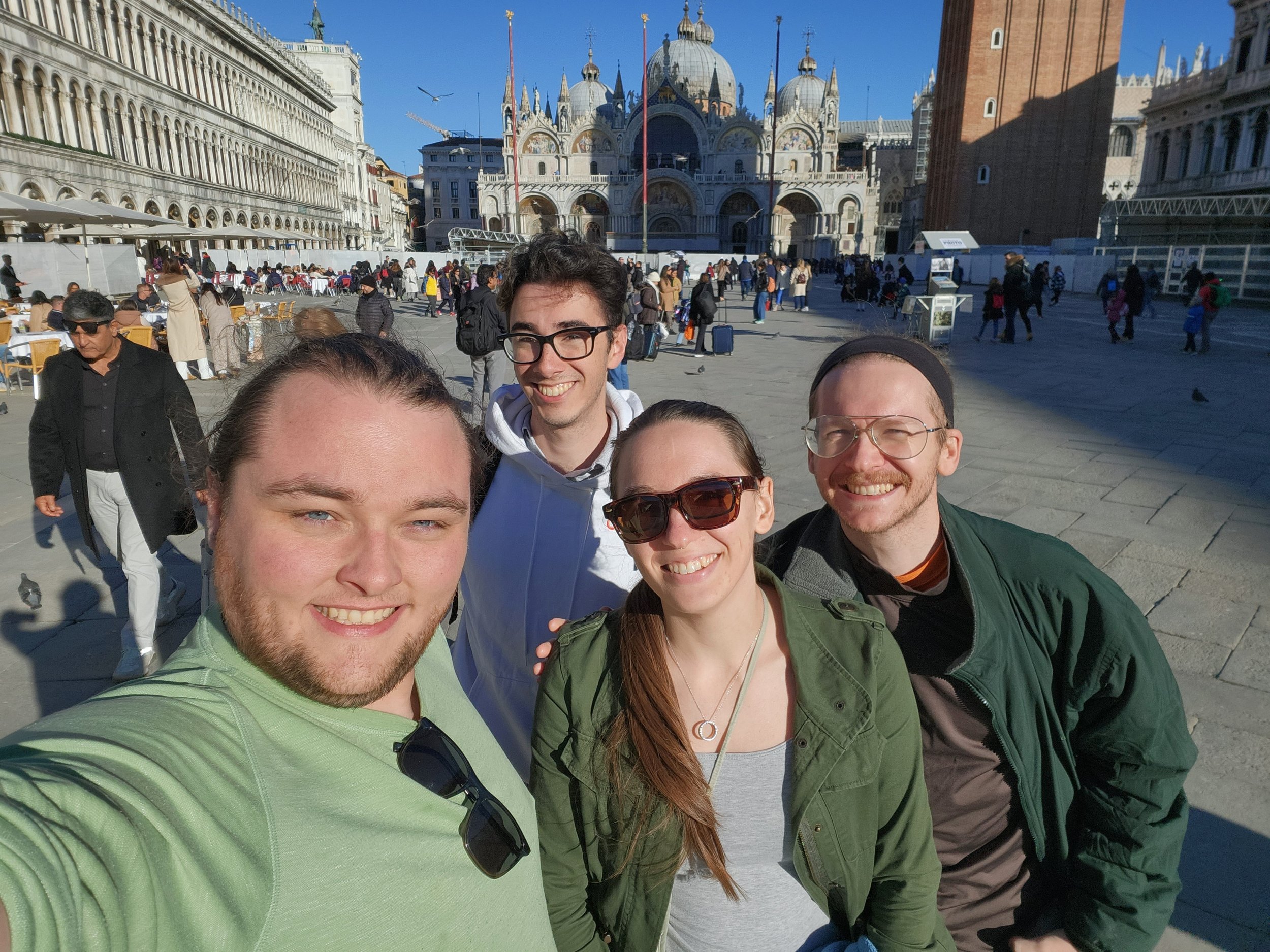   Mattinson, Gutierrez, Ware, and Engle at the Piazza San Marco in Venice, Italy  