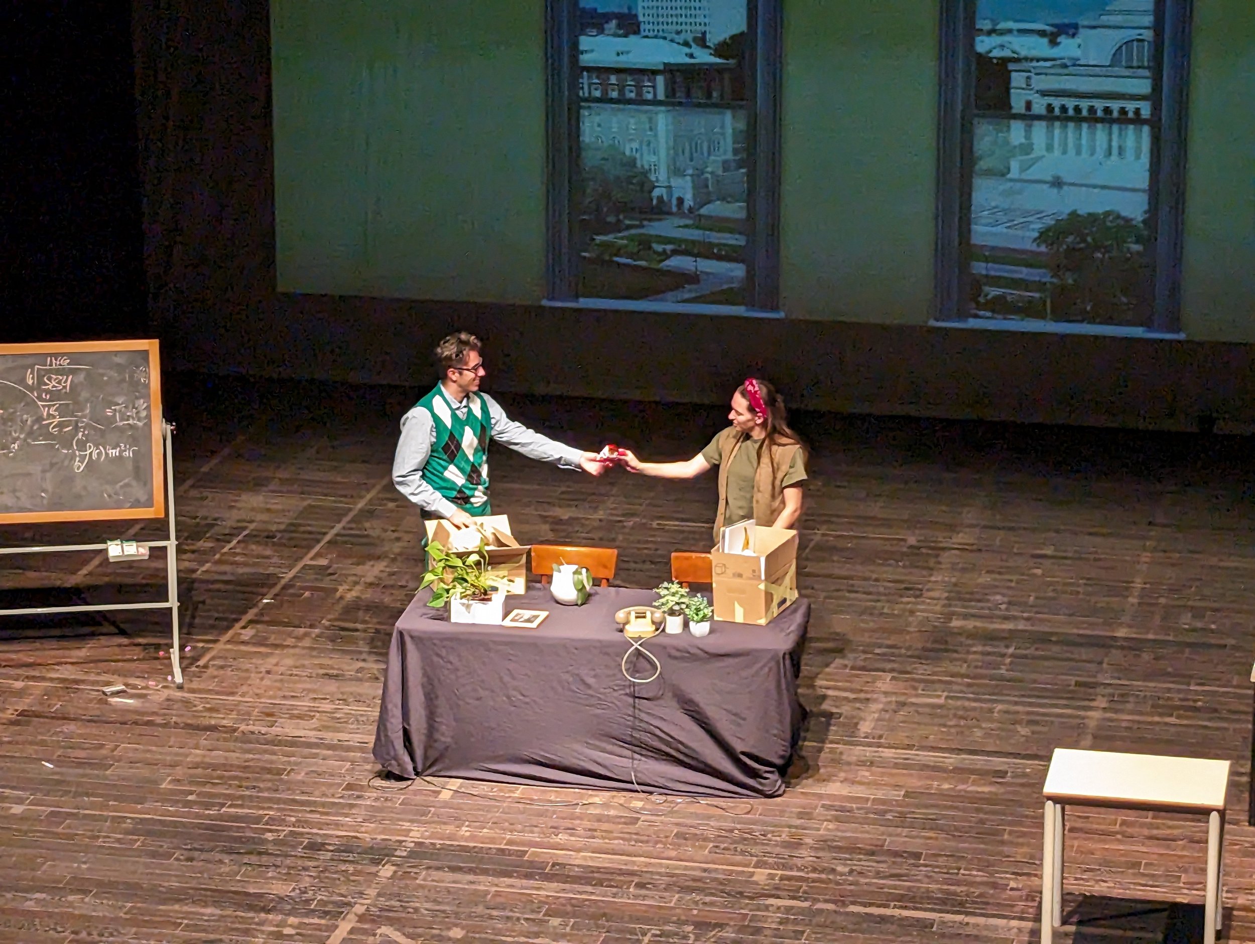   Gutierrez and Ware onstage at the SanbàPolis Theater in Trento   