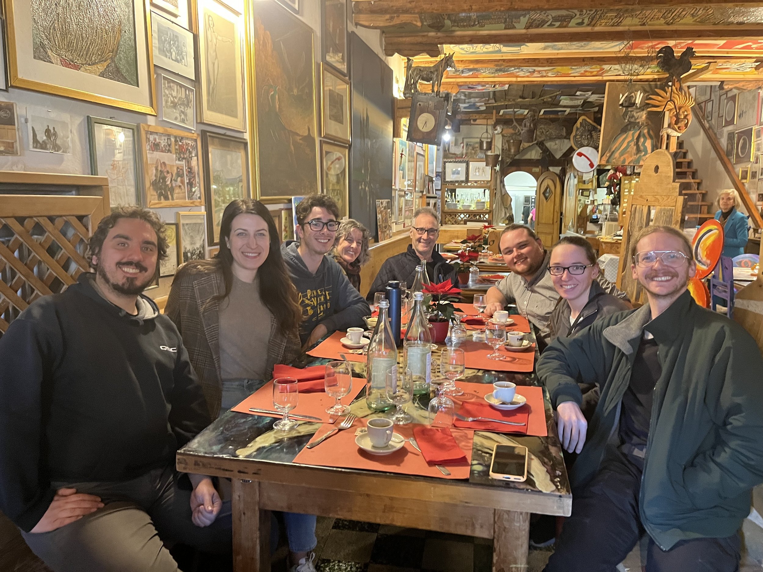   The group getting dinner in Trento  