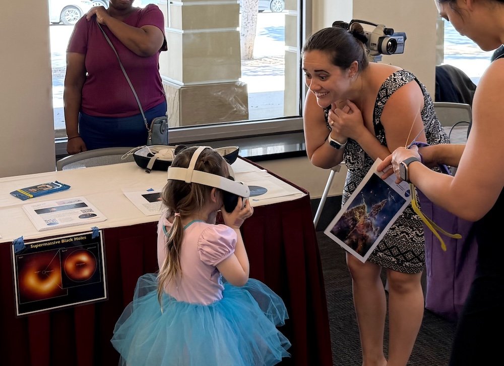  Visitors used virtual reality headsets to visit black holes and explore the universe with Caltech’s Theoretical AstroPhysics Including Relativity research group (TAPIR) and with other groups including an initiative to involve seniors in citizen-scie