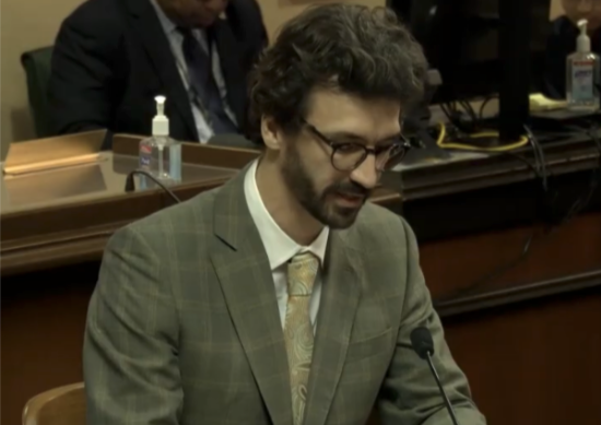 François Tissot speaks before the California State Assembly