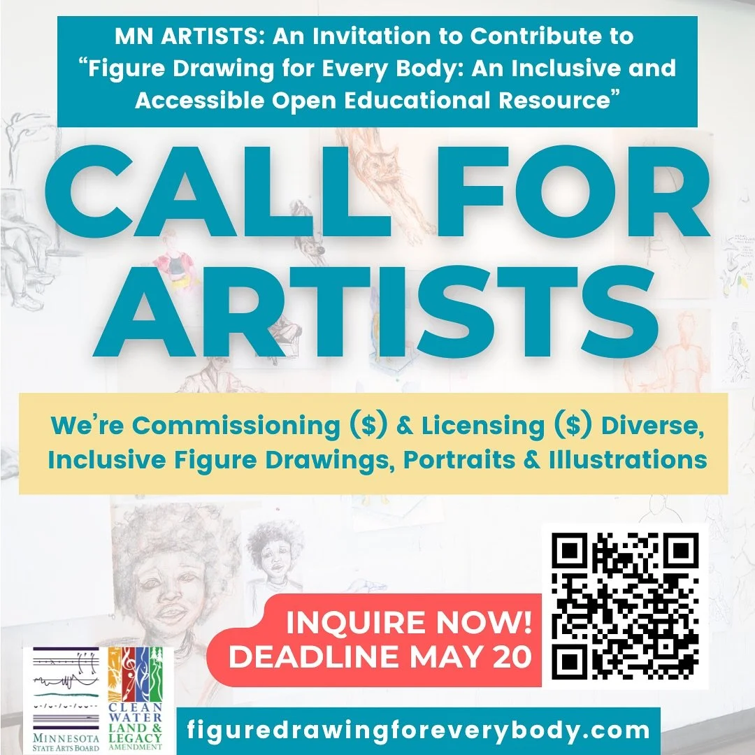MN Artists! Figure Drawing for Every Body is licensing and commissioning original figure drawings, portraits, and illustrations that amplify our values of diversity, accessibility, and inclusivity in representation! These are paid opportunities for M