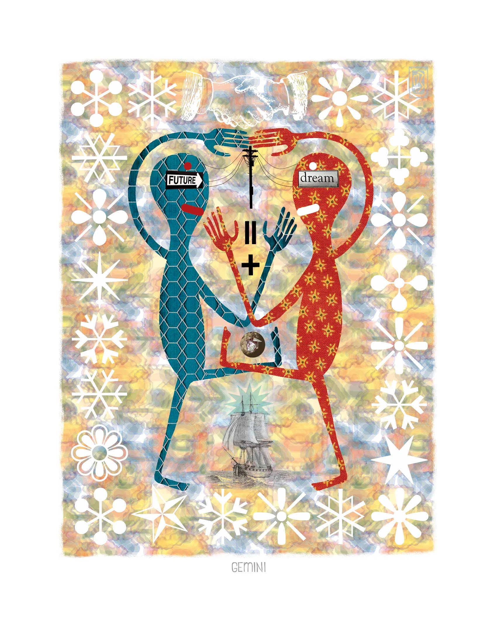Gemini- 2016 Zodiac Series-A self motivated project depicting the mythology, symbol, element, quality, planet and aspect of the human anatomy influenced by each symbol. © KAth Boake Wuthrich