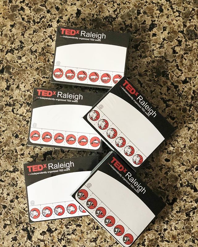 Name tags check. Preparing for tomorrow -  the day of 2018 ideas worth spreading. We are sold out however check the website for 2019 tickets. .
.
.
.
#tedxraleigh #raleighnc #downtownraleigh