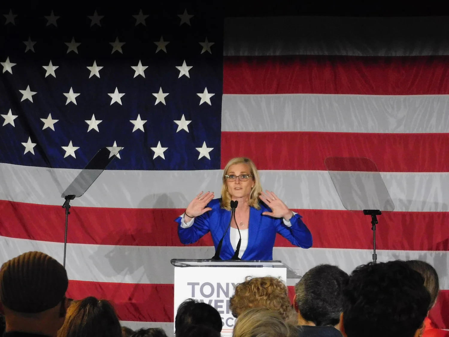 Sarah Godlewski spoke with enthusiasm about the upcoming election. (Picture by Nyesha Stone)