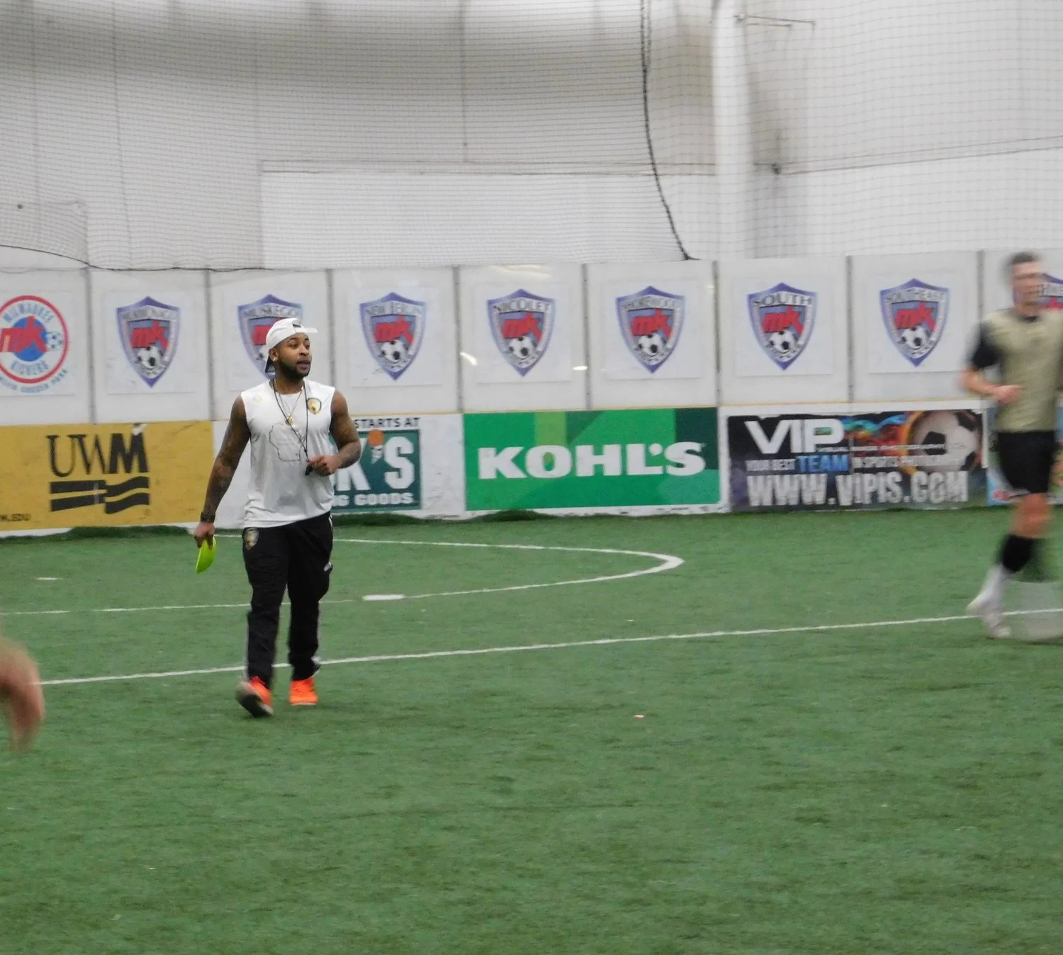 Owner of Brew City Legends FC, Denzel Pettigrew is getting his team in shape with early morning Sunday practice. (Picture by Nyesha Stone)