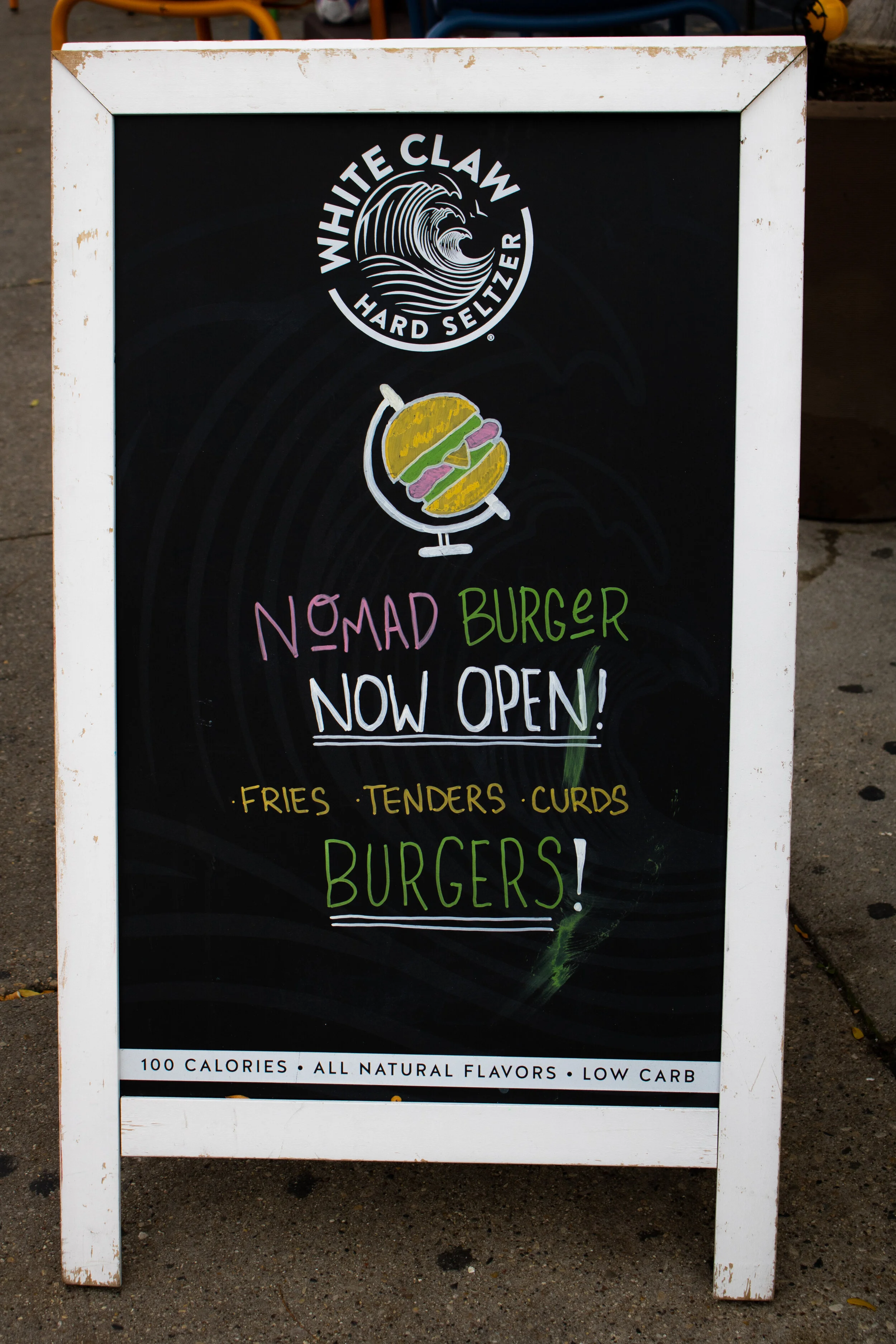 Nomad’s street ad for the Nomad Burger Shack. (Picture by Malachi Lyonsdove)