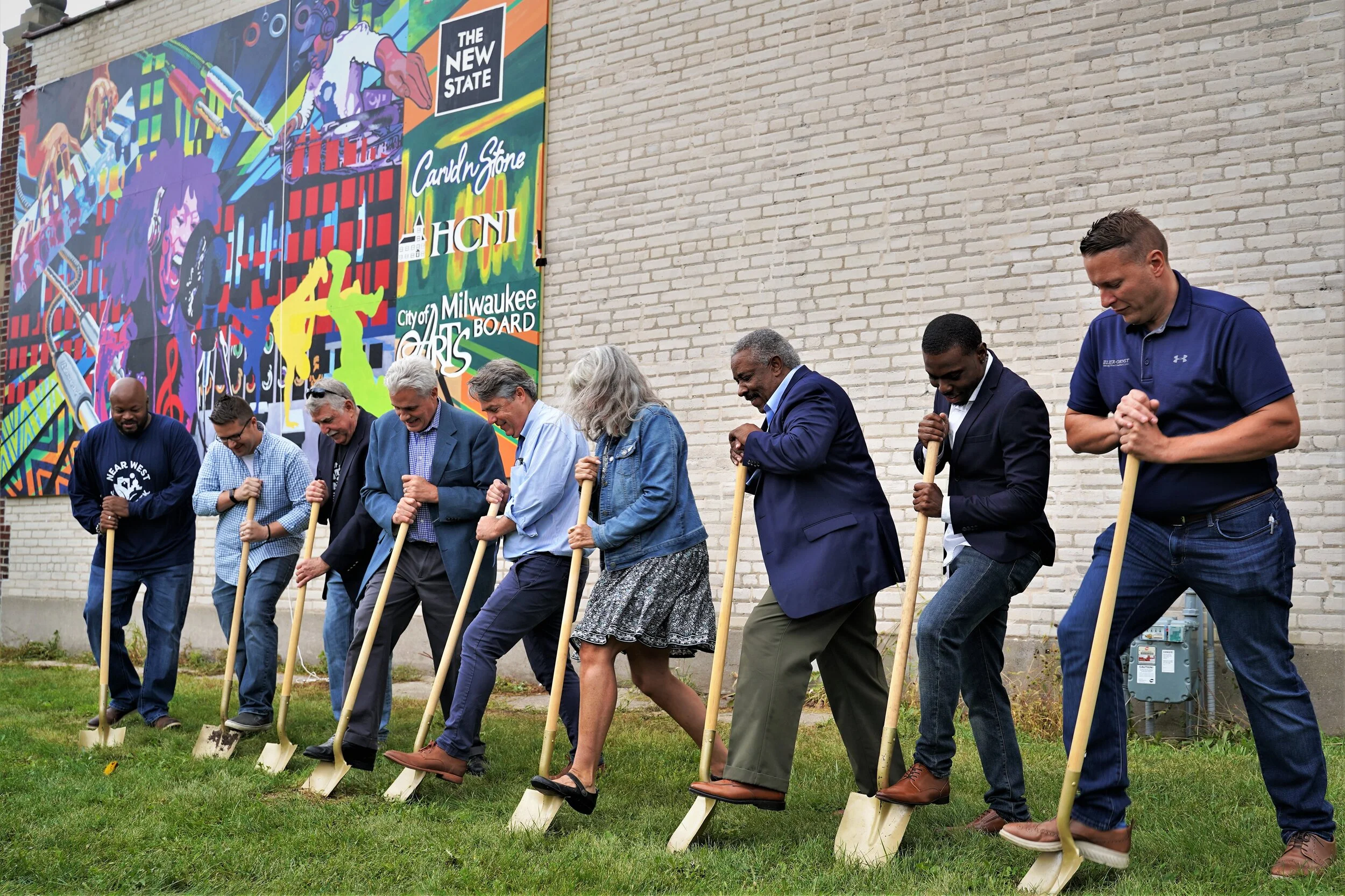 City officials and other partners of the development broke ground for The New State development.  (Picture provided by The New State)