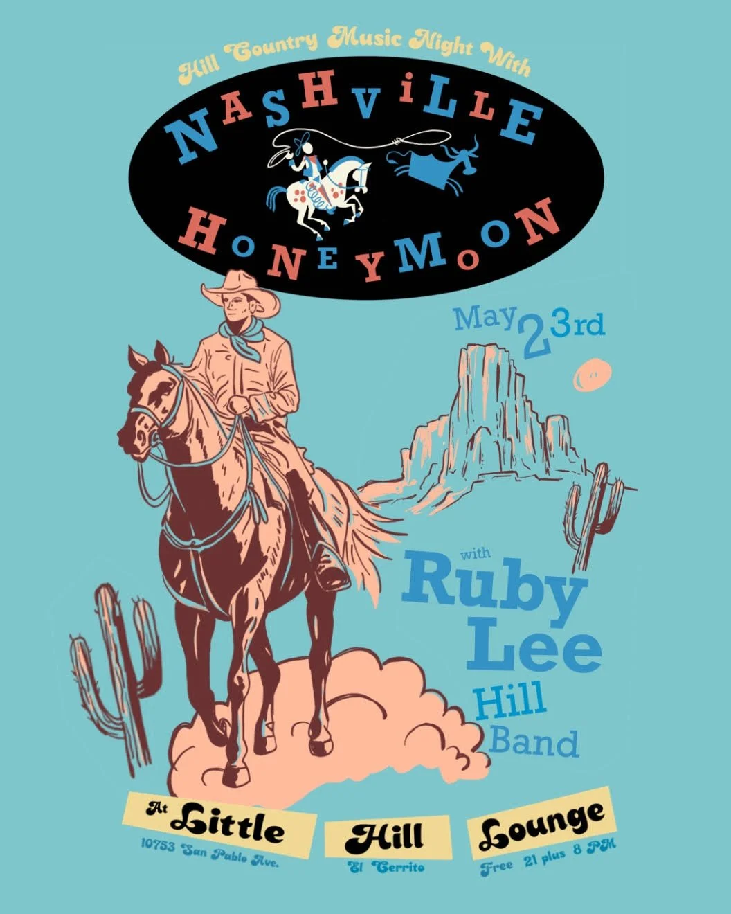 Hill Country Music Night w/Nashville Honeymoon!  Special guest Ruby Lee Hill