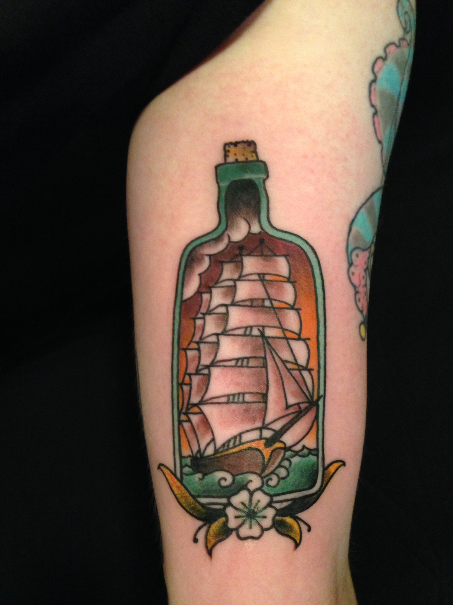 ship in a bottle tattoo