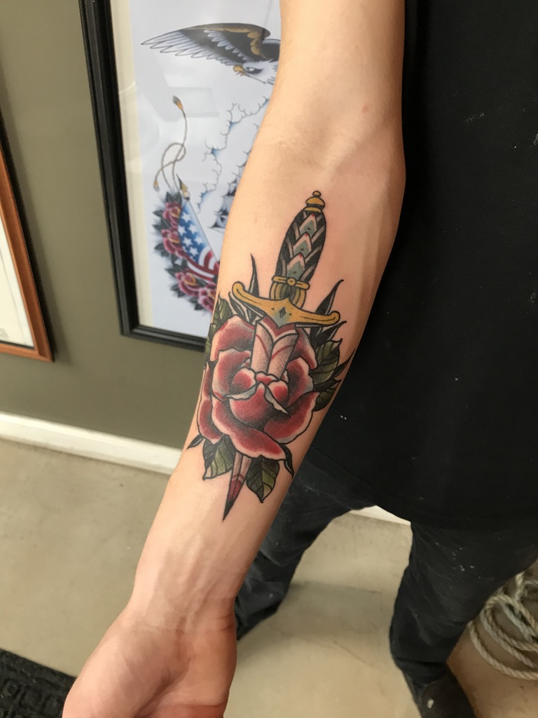 rose and dagger tattoo