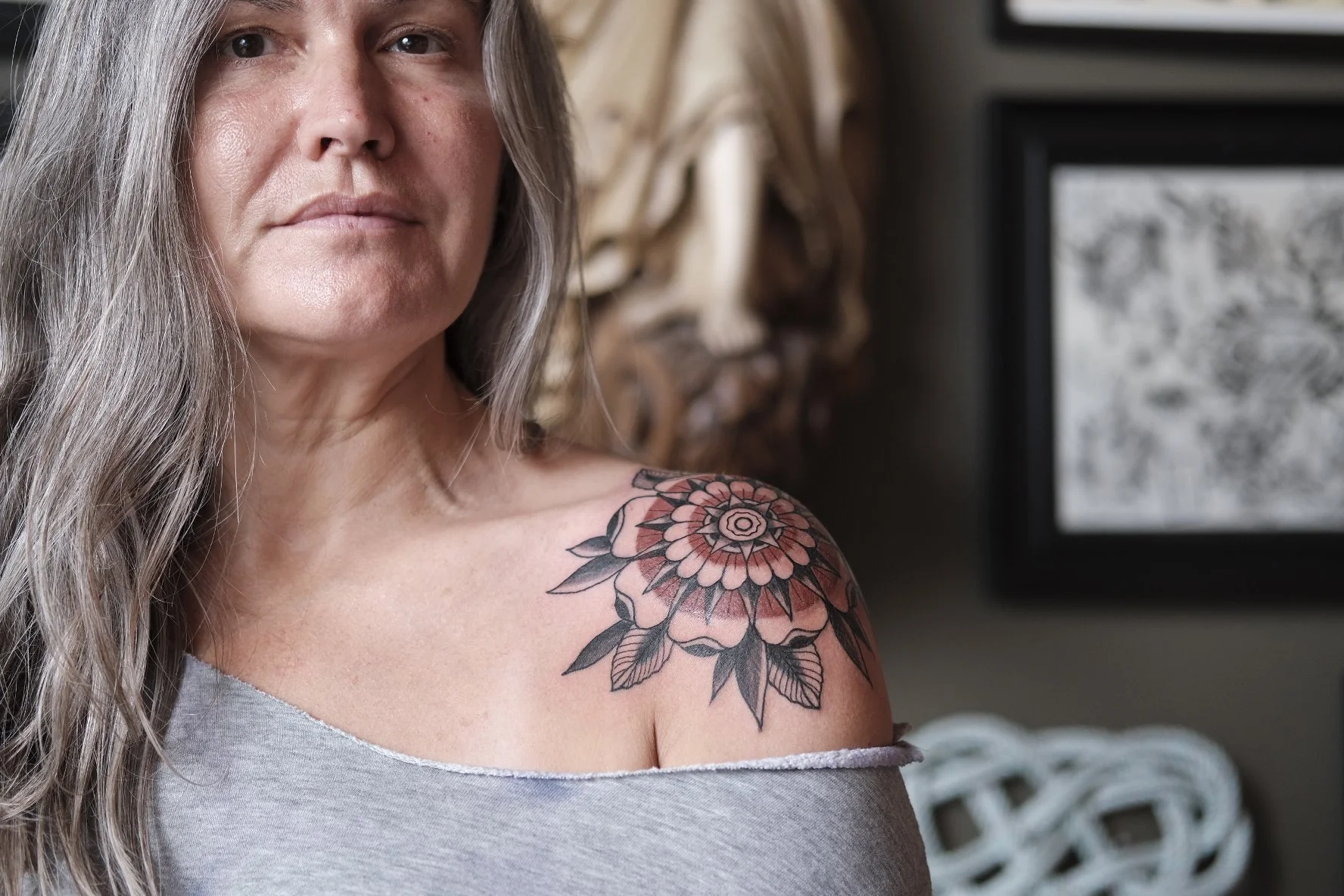 Traditional flower tattoo