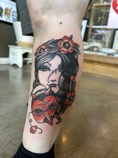 traditional leg tattoo