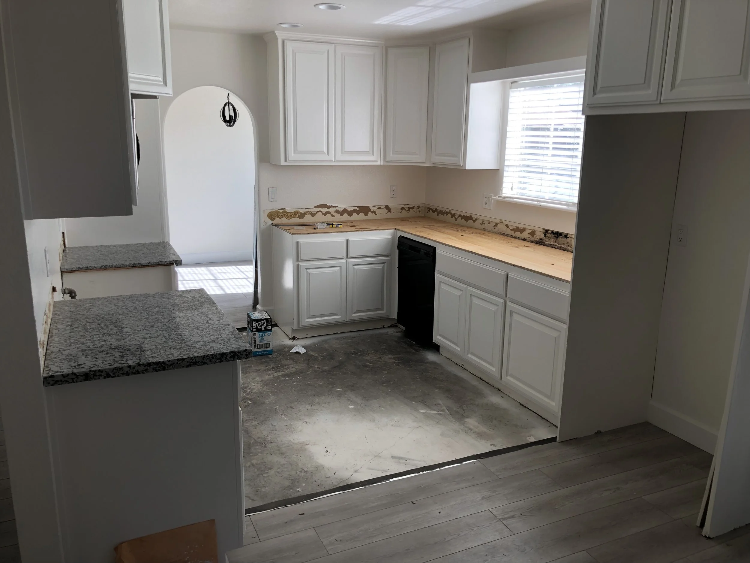 Installed countertops for a flipper