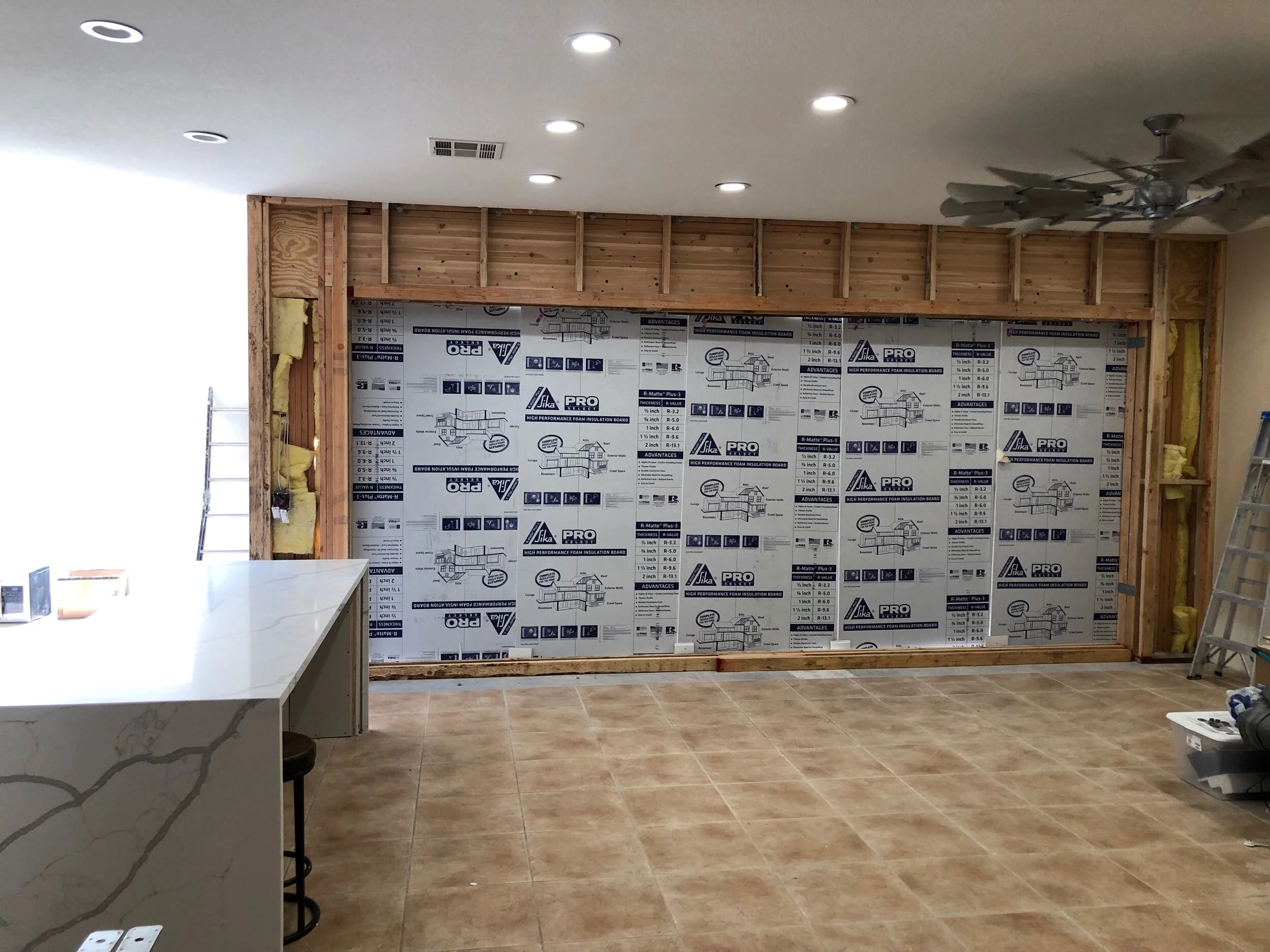 Framed in for 18’ sliding door