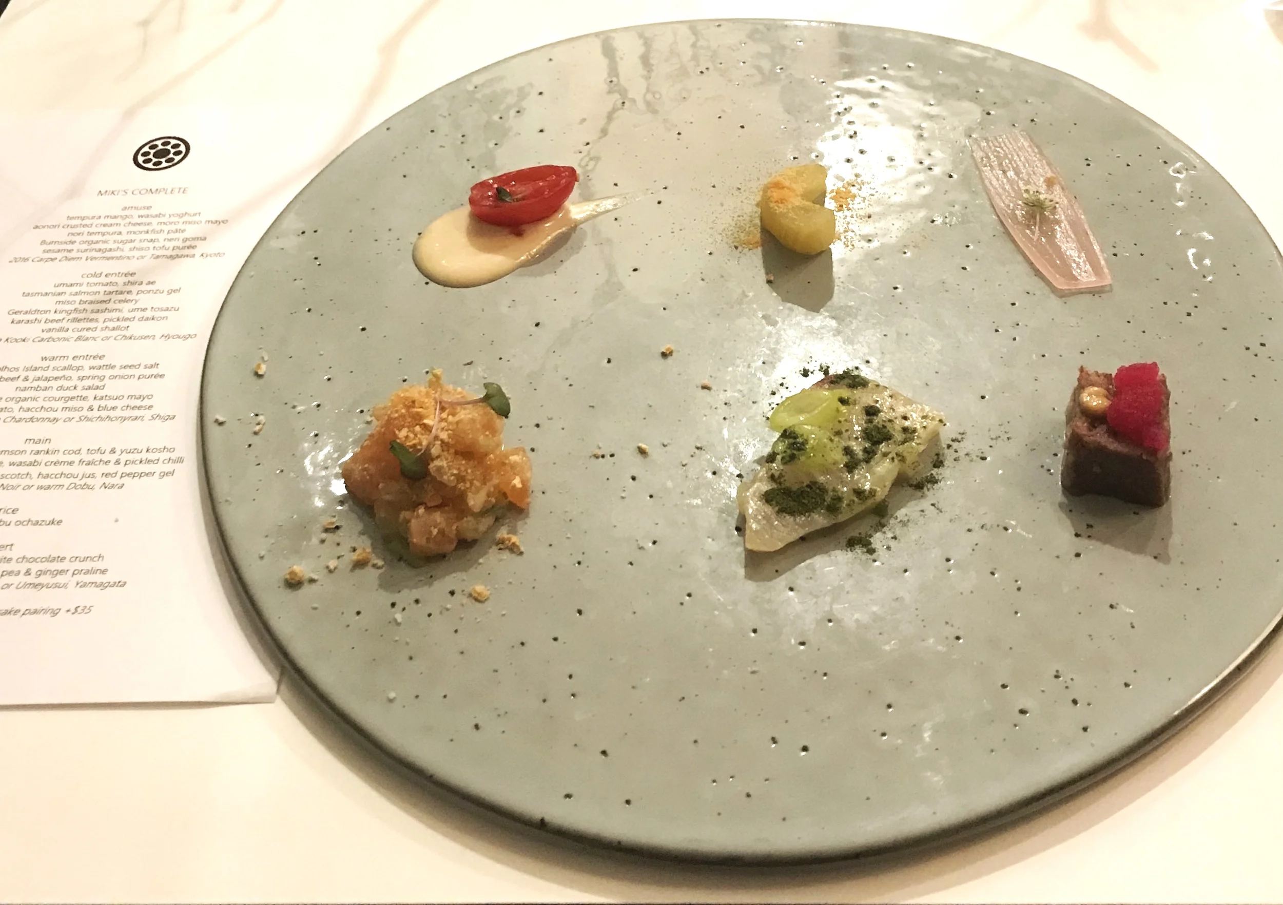 One of the courses on the Trust the Chef menu at Mikis Open Kitchen.