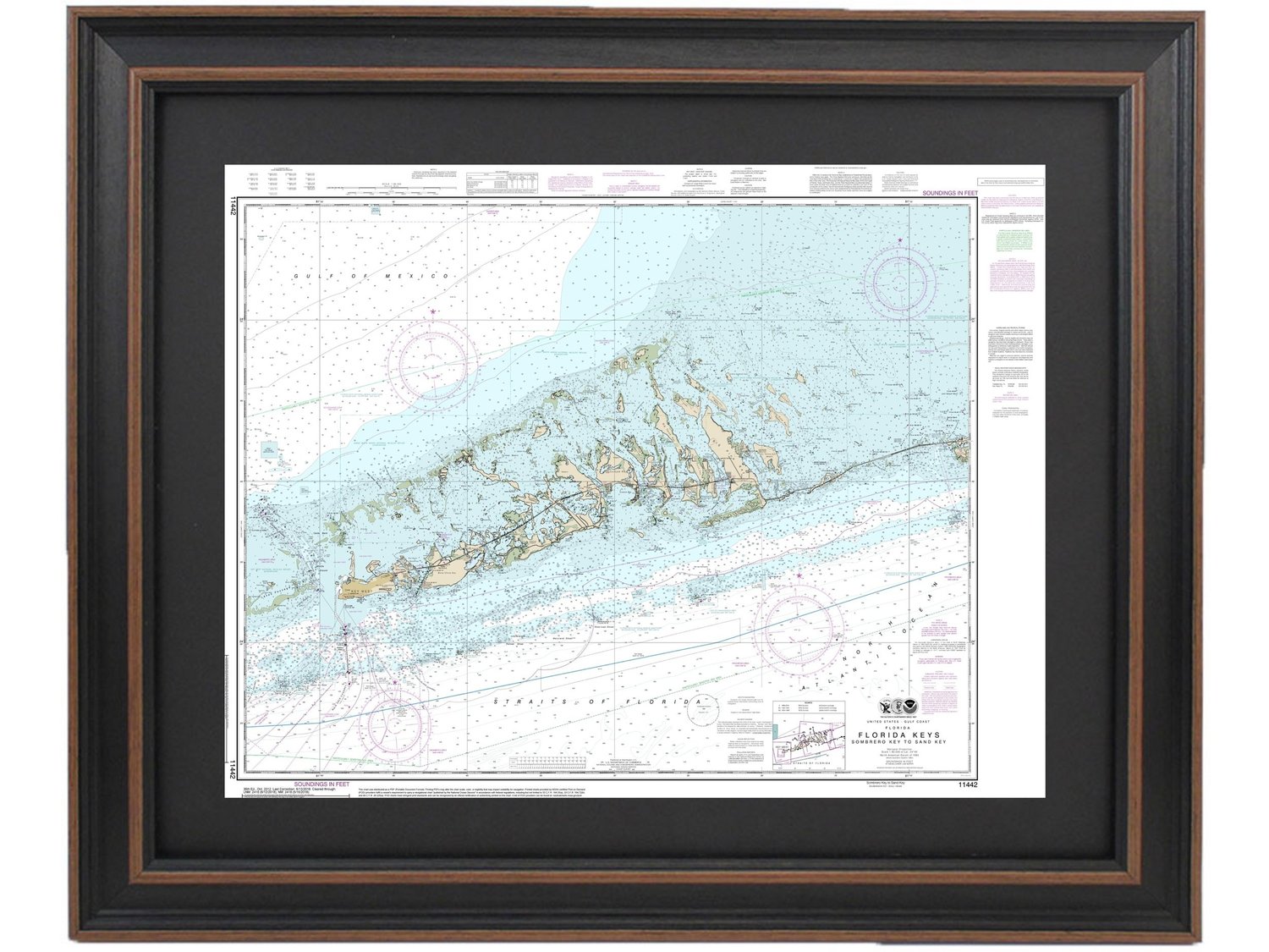 Framed Nautical Maps Framed Nautical Map 11442