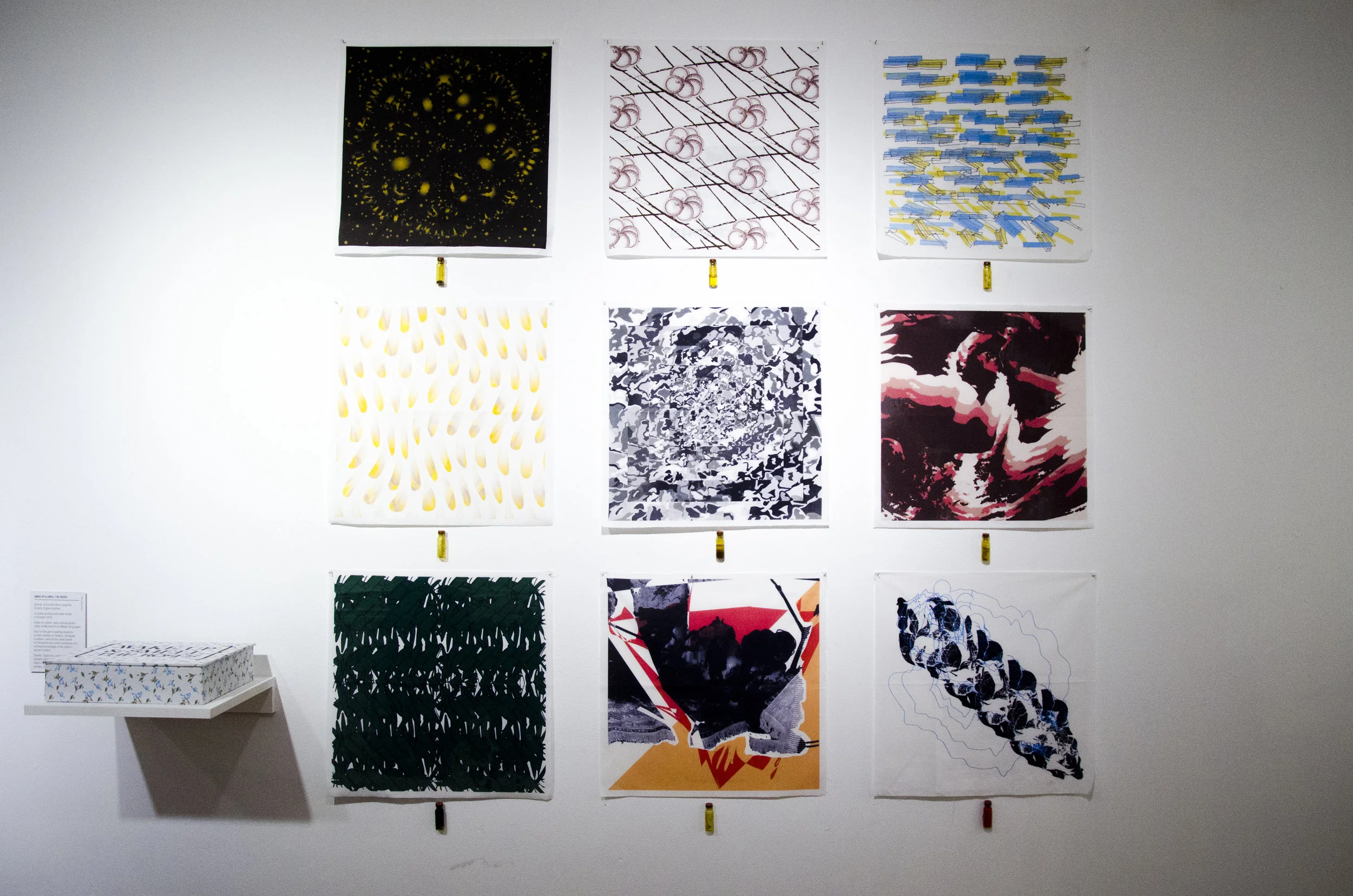 All of the printed scent designs displayed with each scent bottle below. Mine is in the lower right corner. 